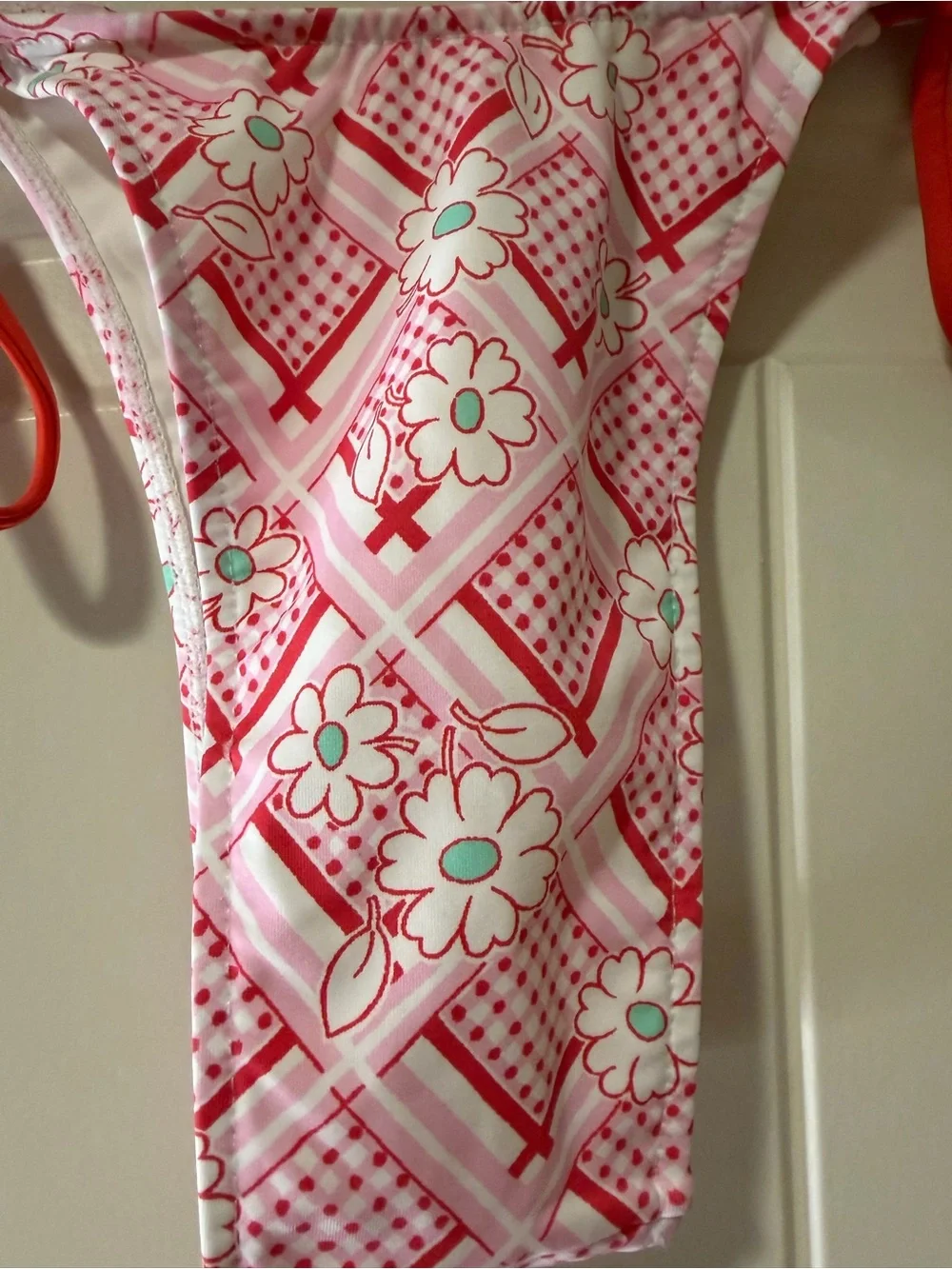 NWT Frankie’s Bikinis Floral Pink & Red Tie-Side Skimpy Bikini Bottom